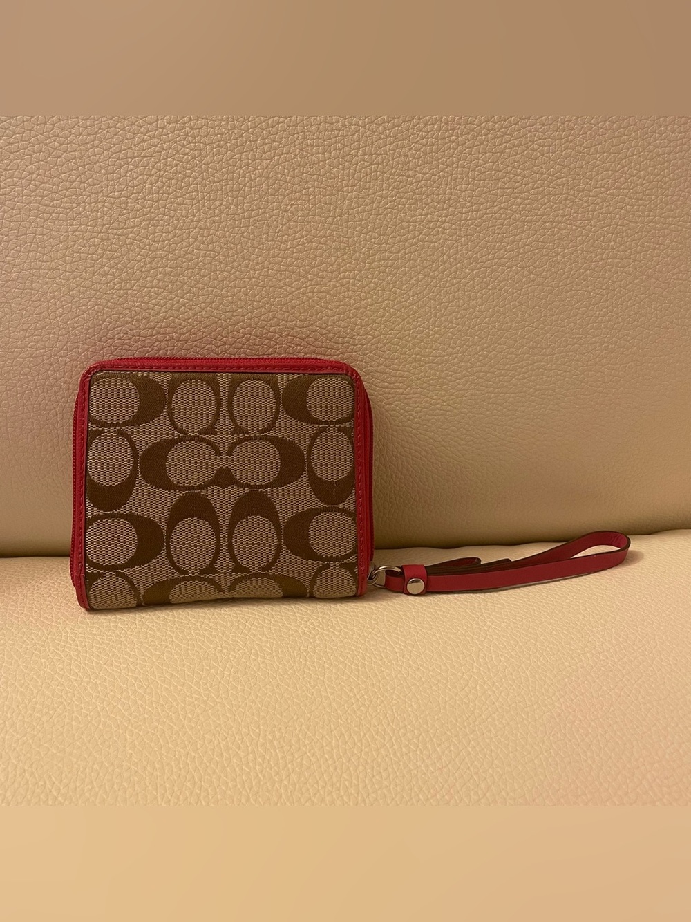 Coach Pink Tan Zip-Around Wallet - Picture 2 of 8